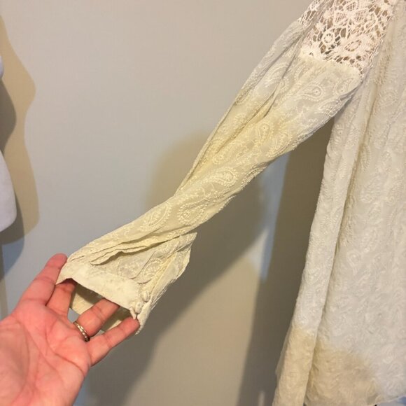 Anthropologie Verb Pallavi Singee Josephine Ivory Cream Lace Long Sleeve Dress - Picture 8 of 14